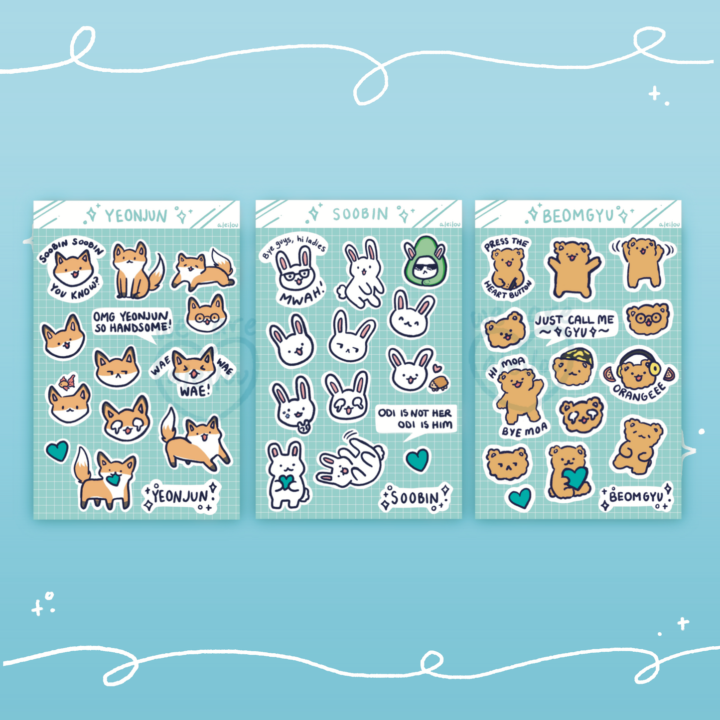 TXT Animal Sticker sheets