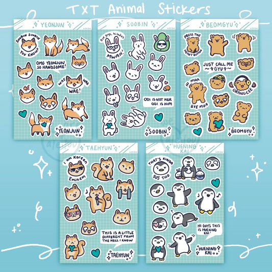 TXT Animal Sticker sheets